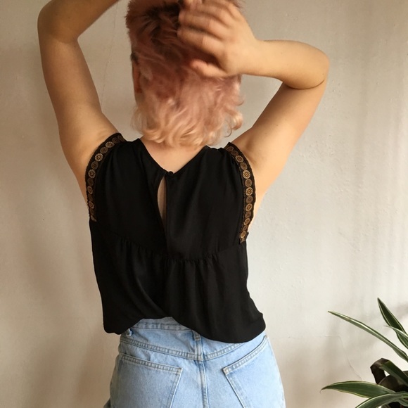 SOLD Sheer Blouse with Funky Trim - Picture 1 of 7